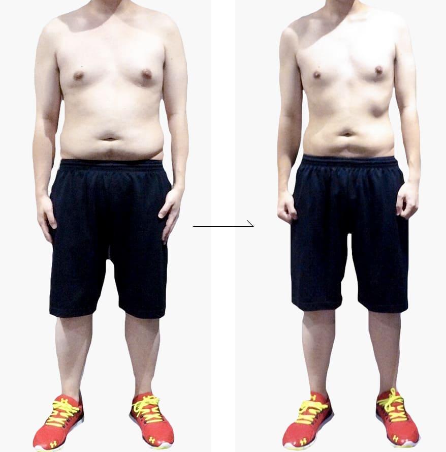 ボディメイク実績 CASE2 ダイエット（28歳 男性）のビフォーアフター